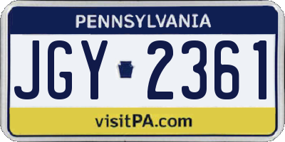 PA license plate JGY2361