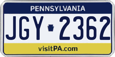 PA license plate JGY2362