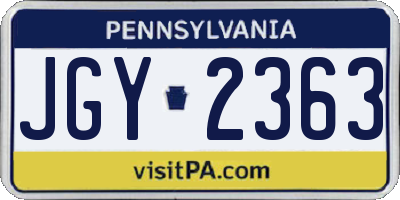 PA license plate JGY2363
