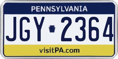 PA license plate JGY2364