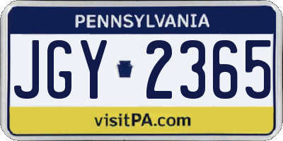 PA license plate JGY2365