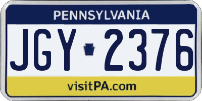 PA license plate JGY2376