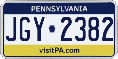 PA license plate JGY2382