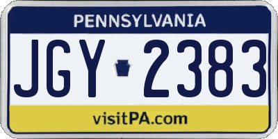 PA license plate JGY2383
