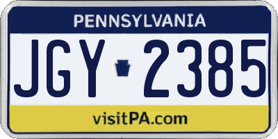 PA license plate JGY2385