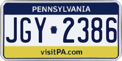 PA license plate JGY2386
