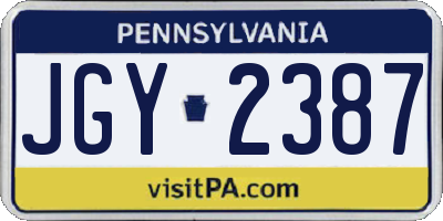 PA license plate JGY2387