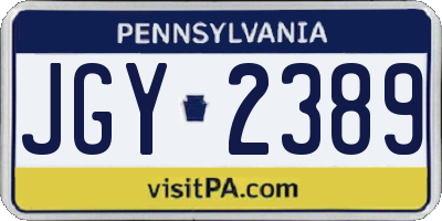 PA license plate JGY2389