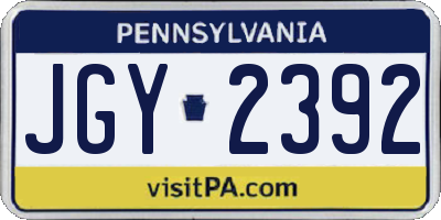 PA license plate JGY2392