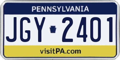 PA license plate JGY2401
