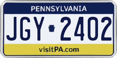 PA license plate JGY2402