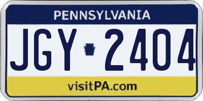 PA license plate JGY2404
