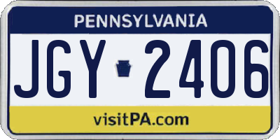 PA license plate JGY2406