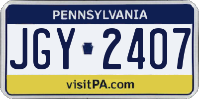 PA license plate JGY2407