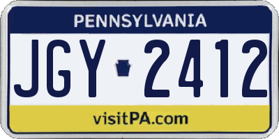 PA license plate JGY2412