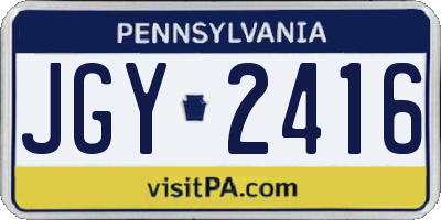PA license plate JGY2416