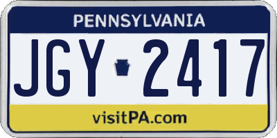 PA license plate JGY2417