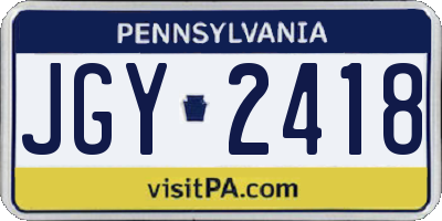 PA license plate JGY2418