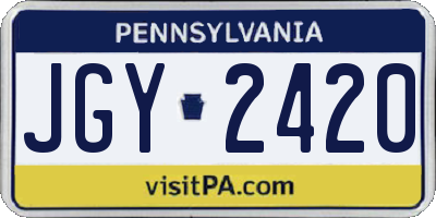 PA license plate JGY2420