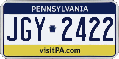 PA license plate JGY2422