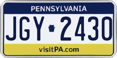 PA license plate JGY2430