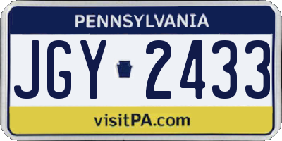 PA license plate JGY2433