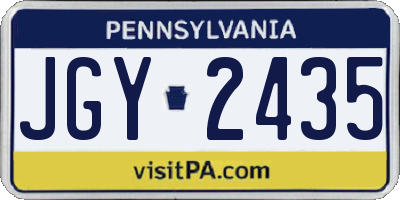 PA license plate JGY2435