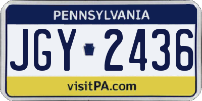 PA license plate JGY2436