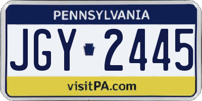 PA license plate JGY2445