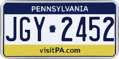 PA license plate JGY2452