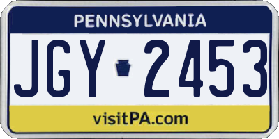 PA license plate JGY2453