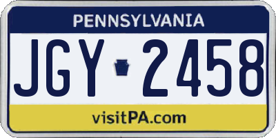 PA license plate JGY2458