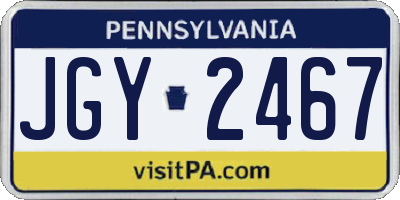 PA license plate JGY2467