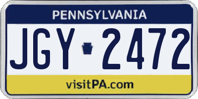 PA license plate JGY2472