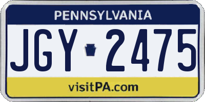 PA license plate JGY2475