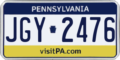 PA license plate JGY2476