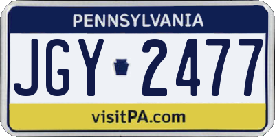PA license plate JGY2477