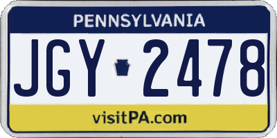 PA license plate JGY2478