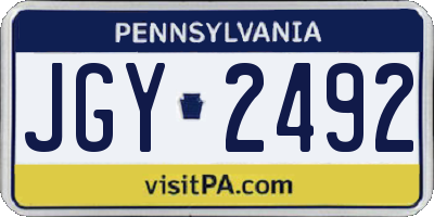 PA license plate JGY2492