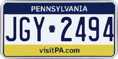 PA license plate JGY2494