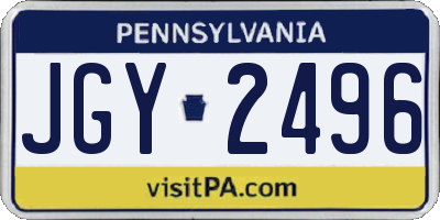 PA license plate JGY2496
