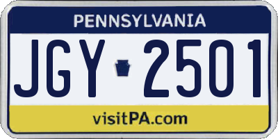 PA license plate JGY2501