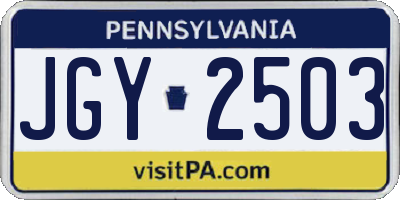 PA license plate JGY2503