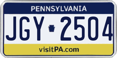 PA license plate JGY2504
