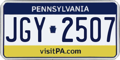 PA license plate JGY2507