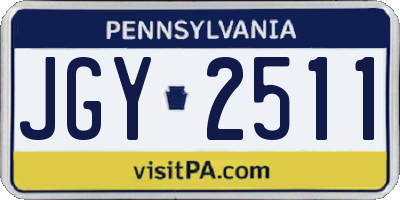 PA license plate JGY2511