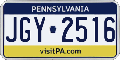 PA license plate JGY2516
