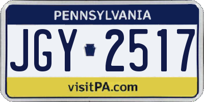 PA license plate JGY2517