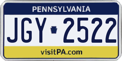 PA license plate JGY2522
