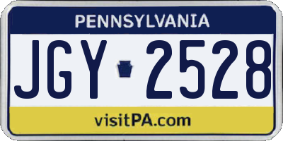 PA license plate JGY2528